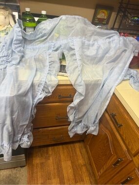 Light Blue Sheer Ruffled Curtain Panels Sears Vintage